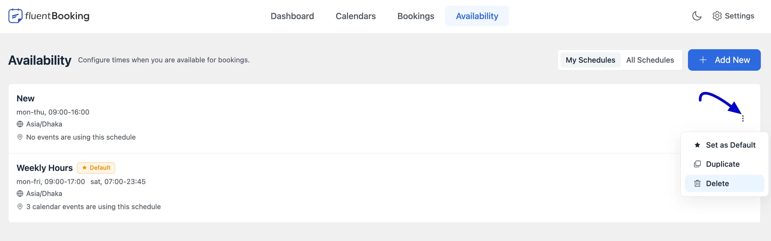 Manage Availability