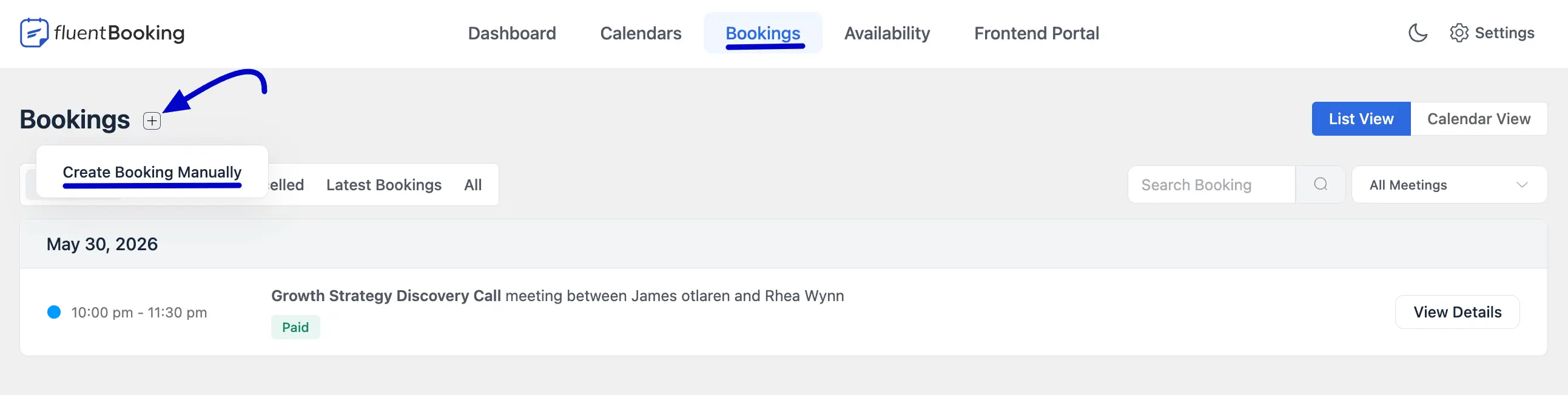Create a Booking