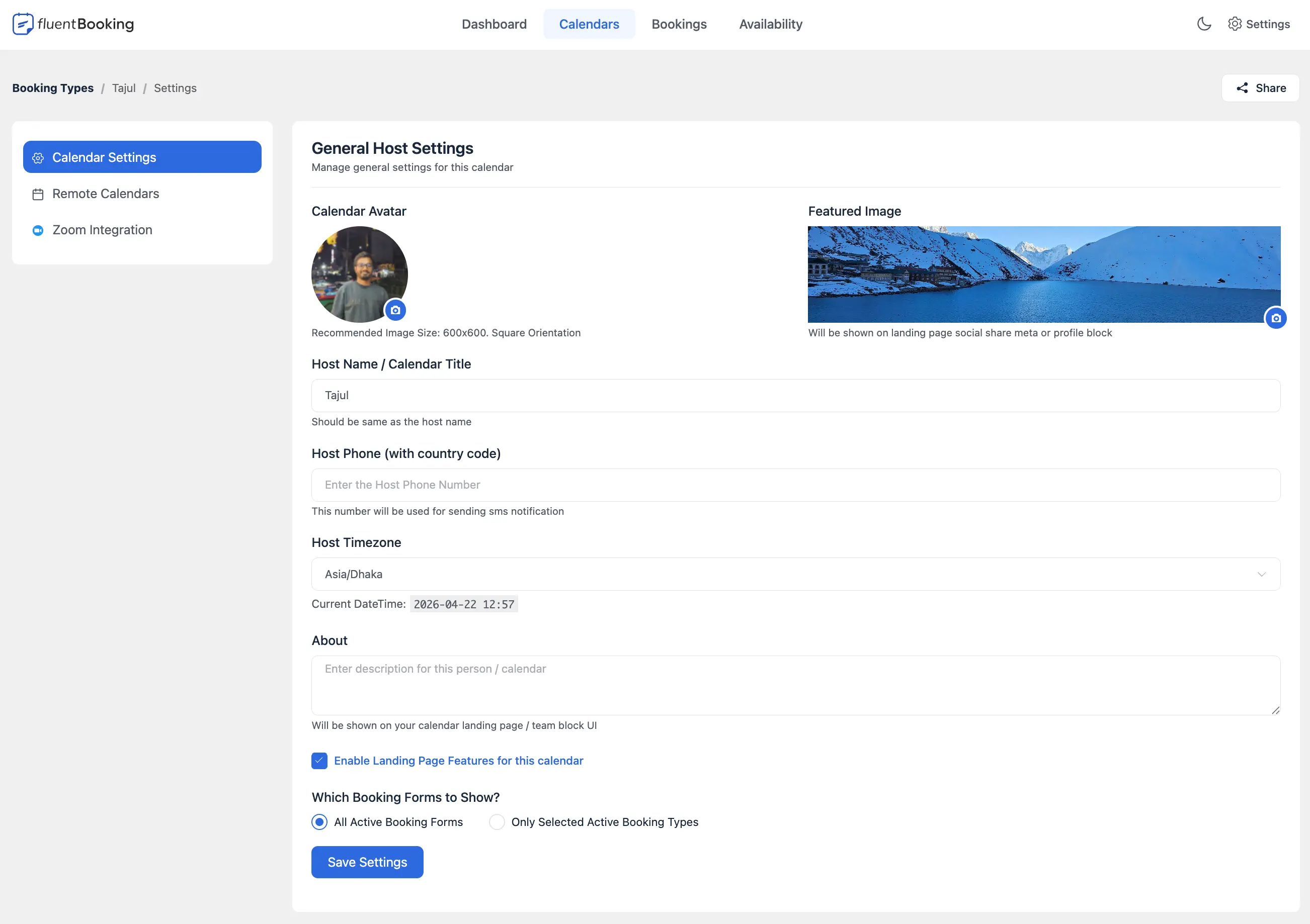 Customize Your Calendar / Host Profile