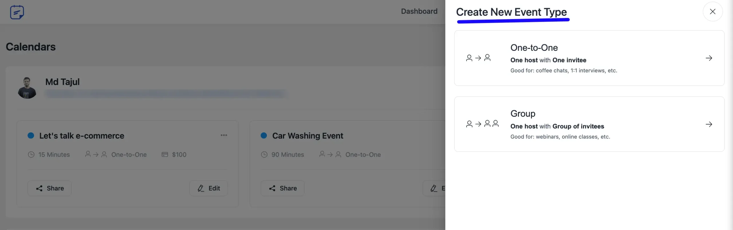 Choose Event Type