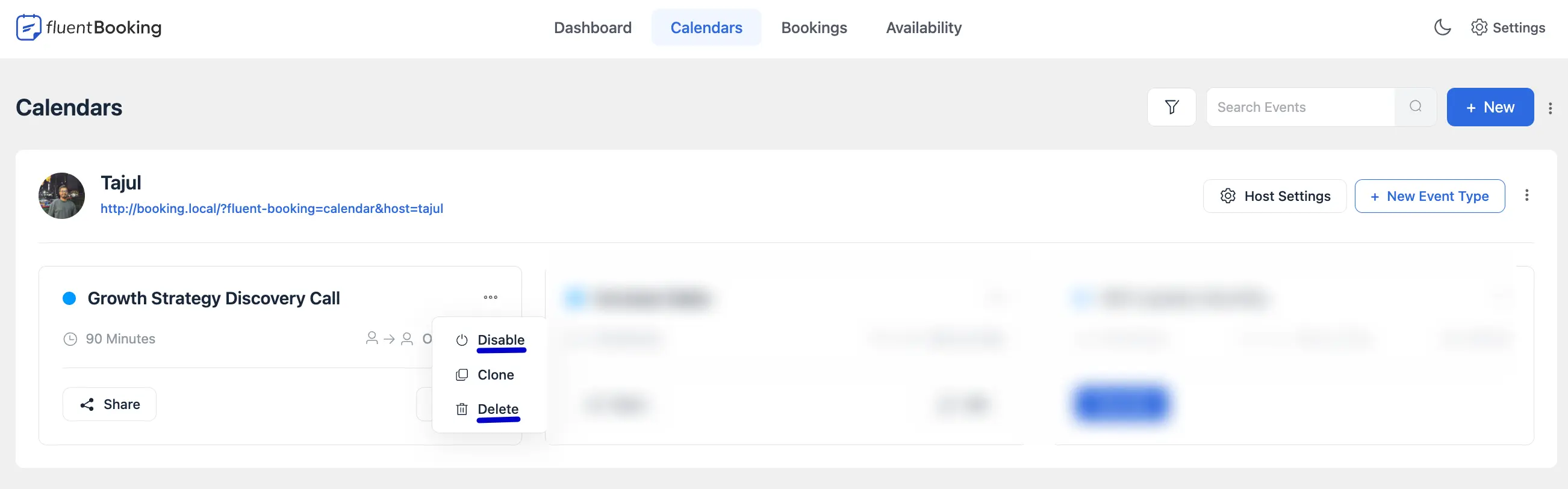Deleting or Disabling a Booking