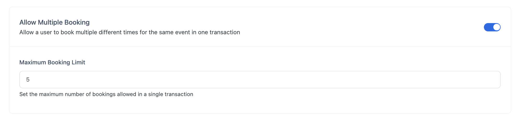 Allow Multiple Booking