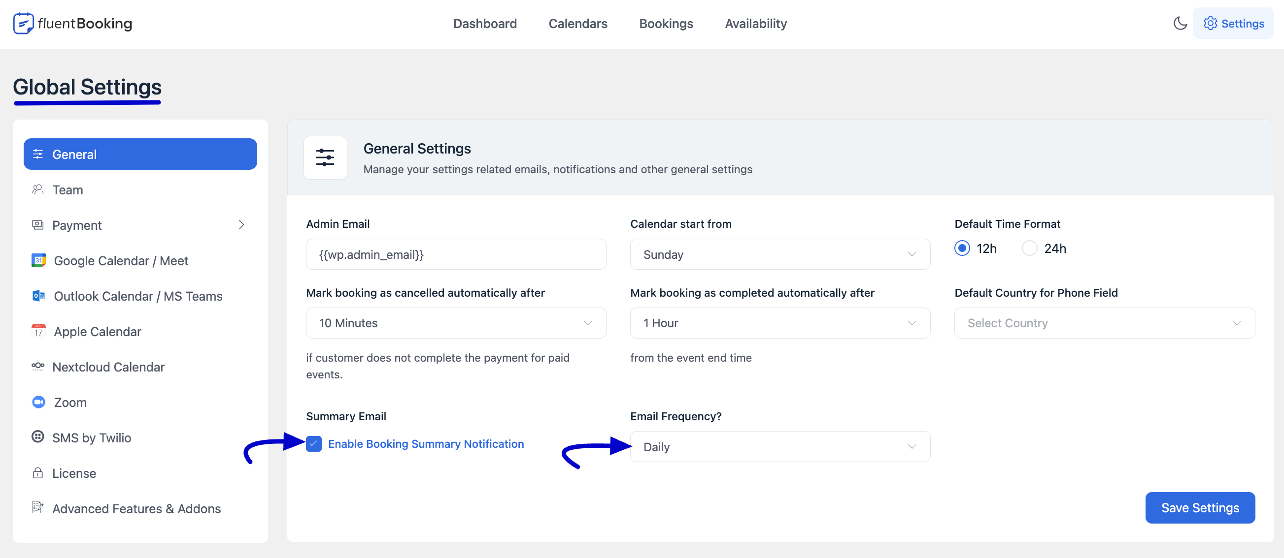 Enable Booking Summary