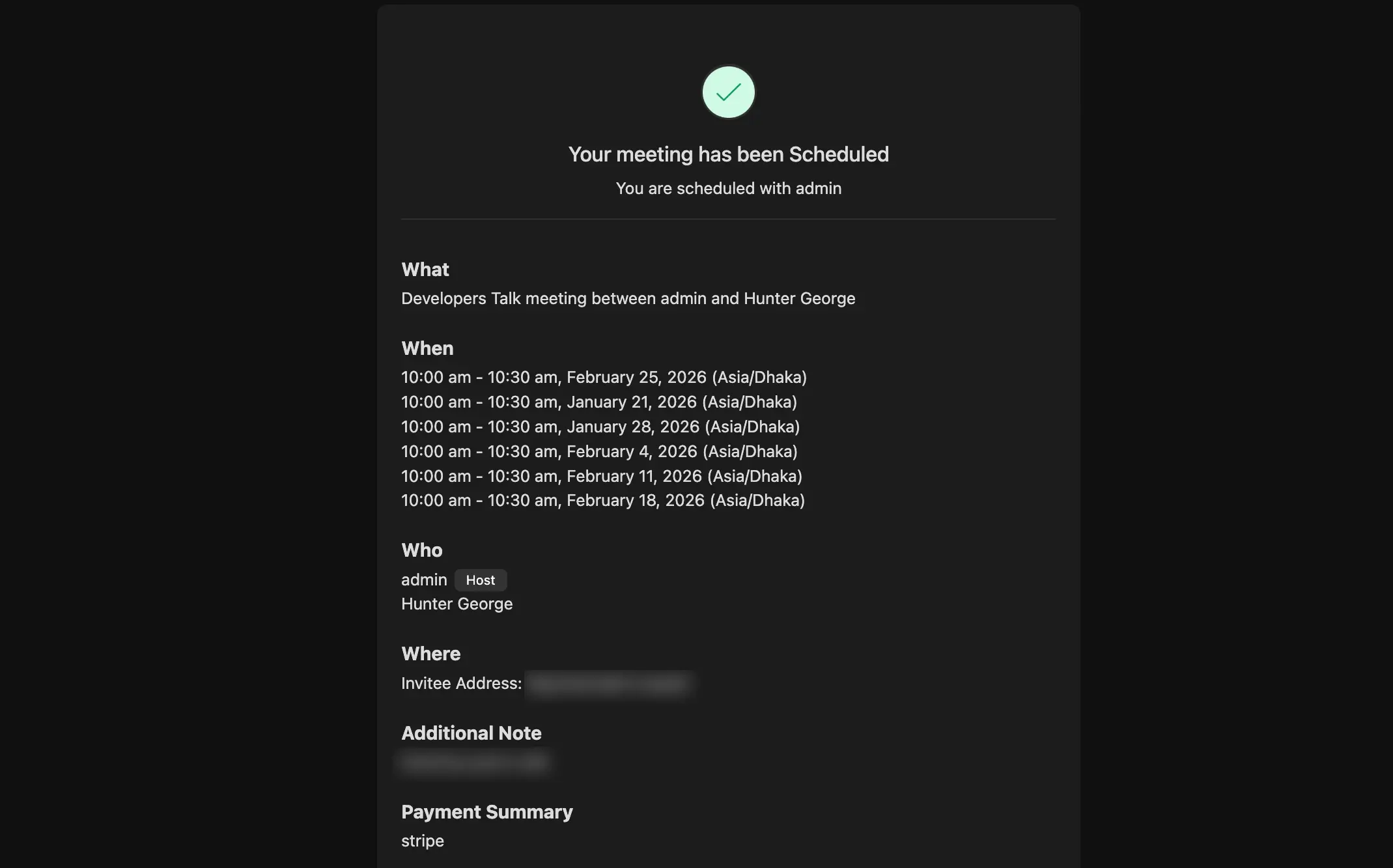 Confirmatrion Page