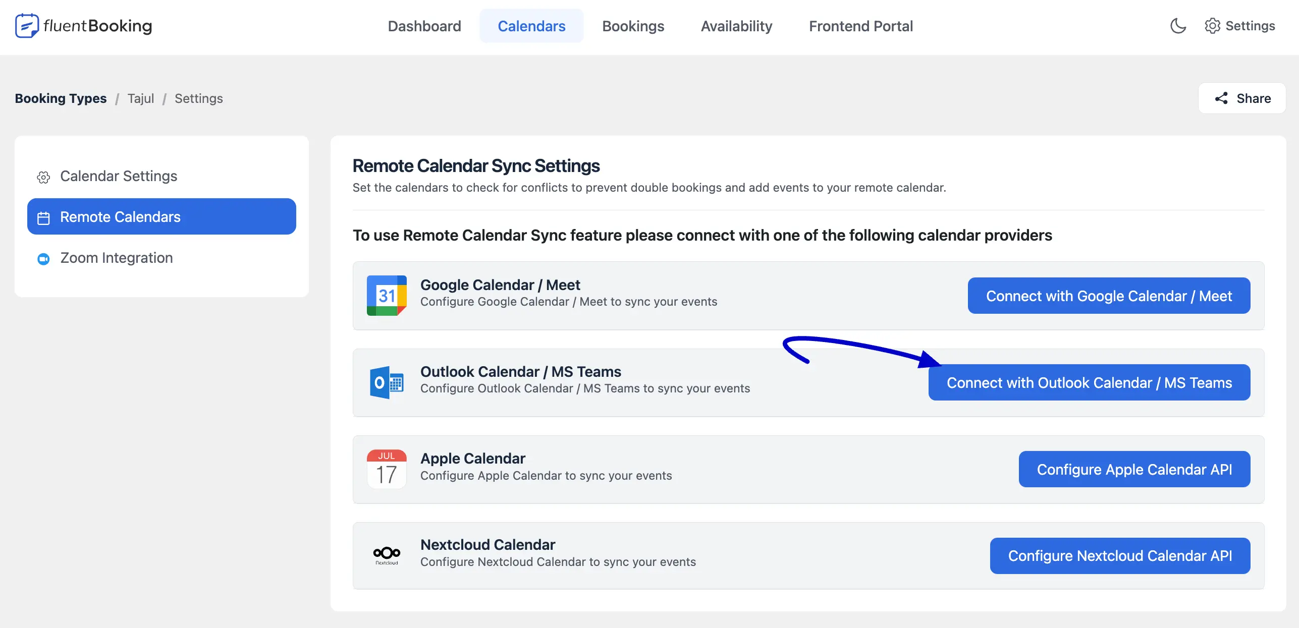 Connect with Outlook Calendar