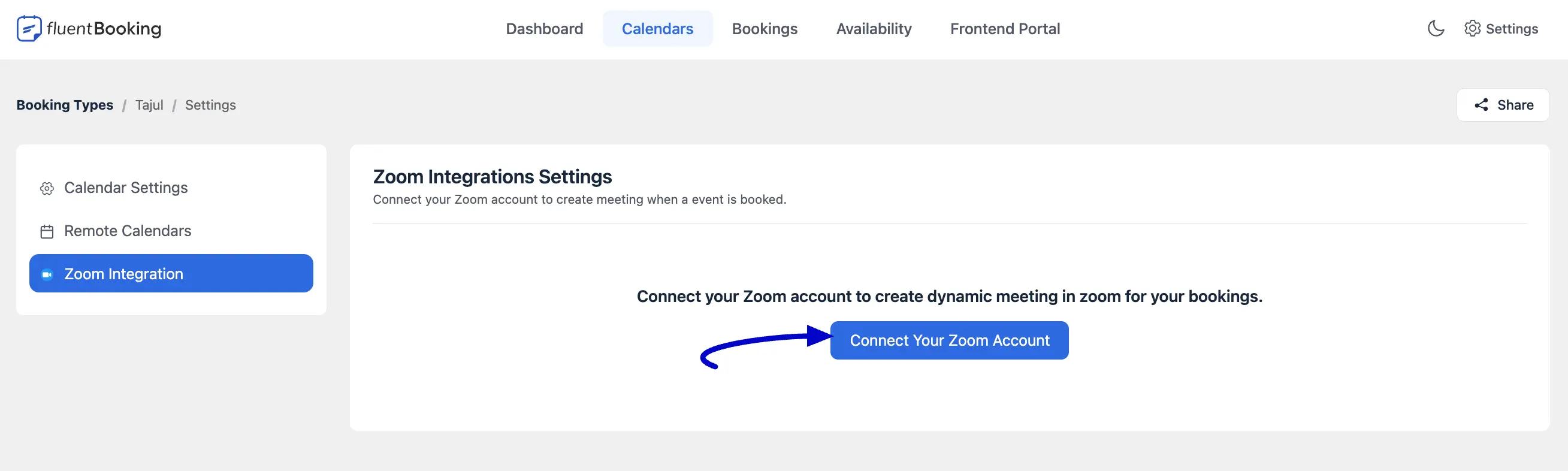 Connect with Zoom Account