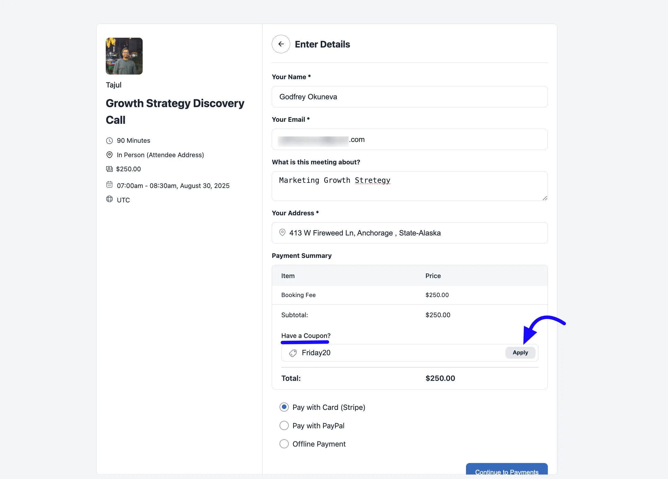 Applying the Coupon During Booking