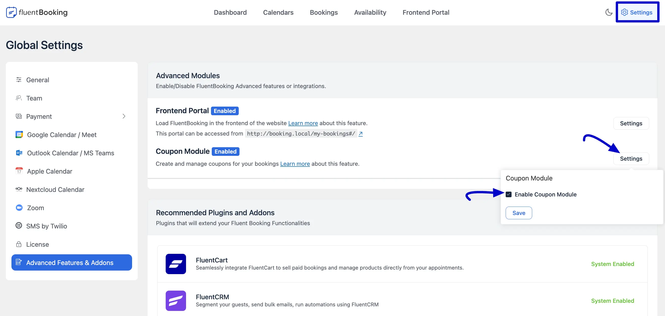 Enabling the Coupon Module