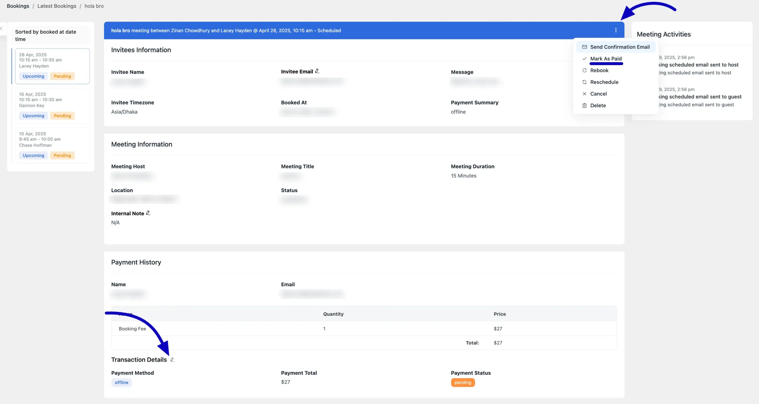 Booking Details Page